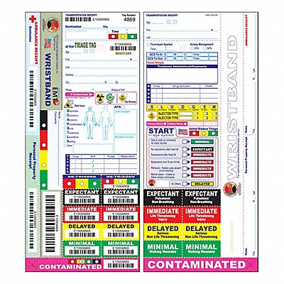 DISASTER MANAGEMENT SYSTEMS DMS05420M Wristband Military Triage Tag PK50
