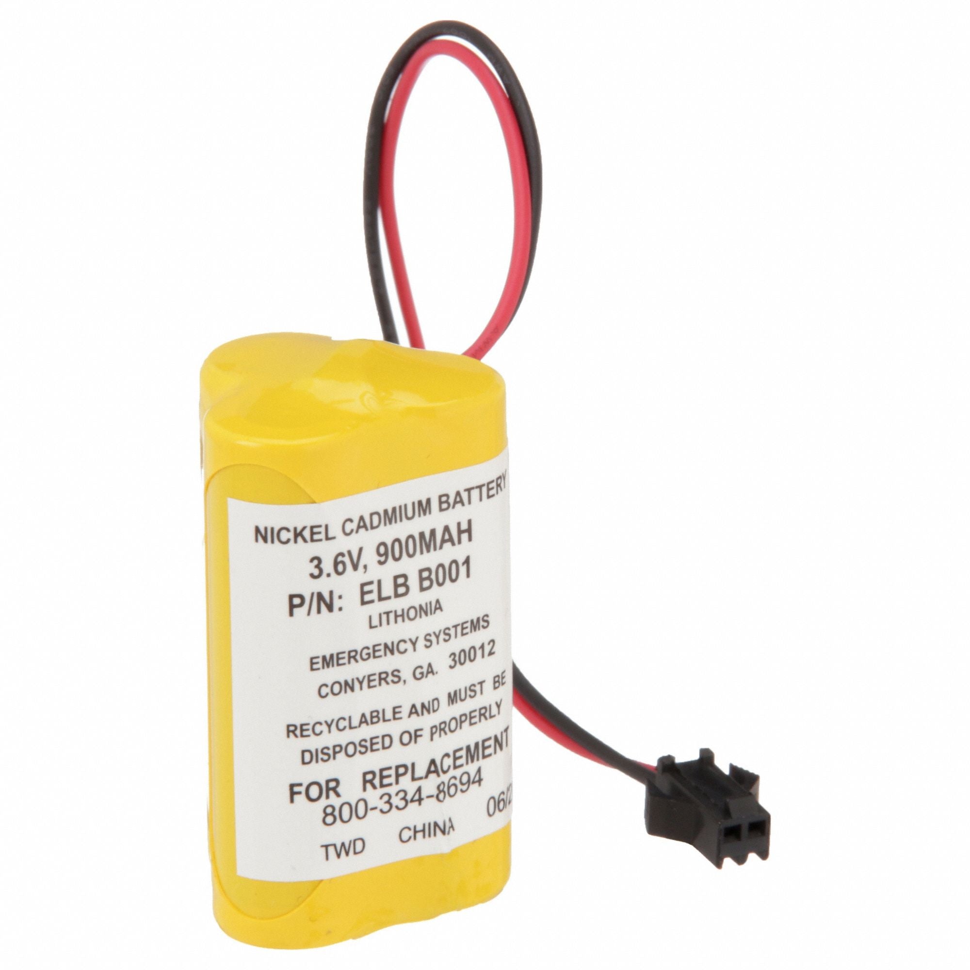 LITHONIA LIGHTING ELBB001 Battery 3.6V 24hr 1 15/16in JST