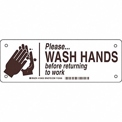 BRADY 124635 Restroom Sign Eng Plastic 3.5x10 Brn/Wht