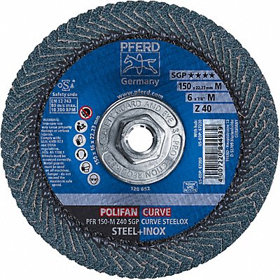PFERD 67220 Fiber Disc 6 in Dia 5/8in Arbor 40 Grit