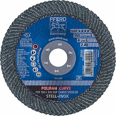 PFERD 67347 Fiber Disc 6 in Dia 7/8in Arbor 40 Grit