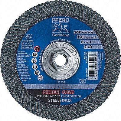PFERD 67367 Fiber Disc 6 in Dia 5/8in Arbor 40 Grit