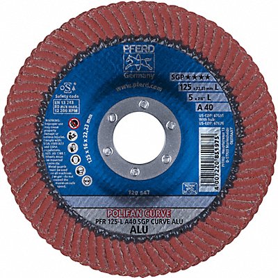 PFERD 67651 Fiber Disc 5 in Dia 7/8in Arbor 40 Grit