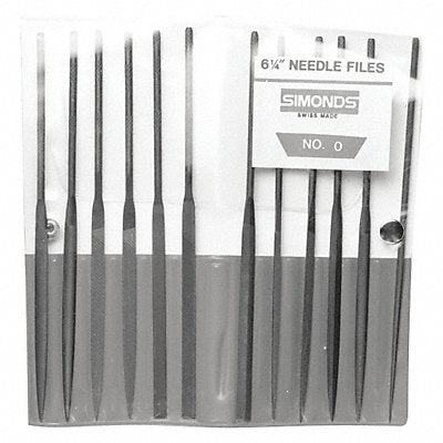 SIMONDS 83551500 Needle File Set 6-1/4in.L Swiss 12 pcs.