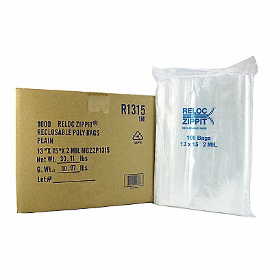 RELOC ZIPPIT R1315 Reclosable Poly Bag Zip Seal PK1000