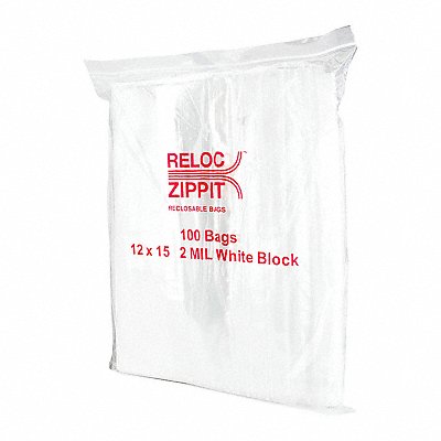 RELOC ZIPPIT WR1215 Reclosable Poly Bag Zip Seal PK1000