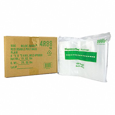 RELOC ZIPPIT 4R88 Reclosable Poly Bag Zip Seal PK1000