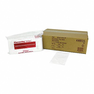 RELOC ZIPPIT 4WR35 Reclosable Poly Bag Zip Seal PK1000
