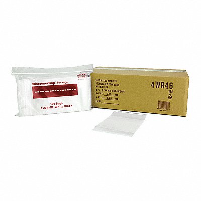 RELOC ZIPPIT 4WR46 Reclosable Poly Bag Zip Seal PK1000