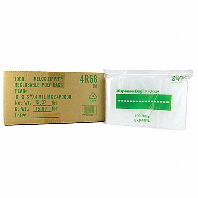 RELOC ZIPPIT 4R68 Reclosable Poly Bag Zip Seal PK1000