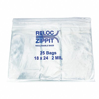 RELOC ZIPPIT R1824 Reclosable Poly Bag Zip Seal PK250