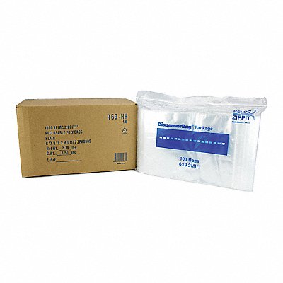 RELOC ZIPPIT R69HH Reclosable Poly Bag Zip Seal PK1000