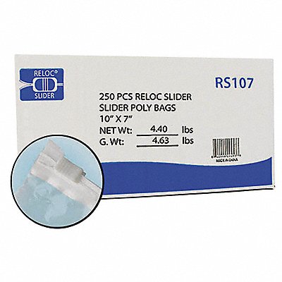RELOC ZIPPIT RS107 Reclosable Poly Bag Slide Seal PK250