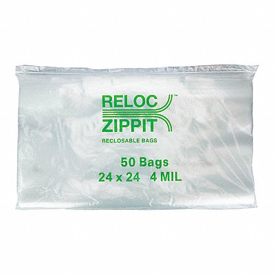 RELOC ZIPPIT 4R2424 Reclosable Poly Bag Zip Seal PK200