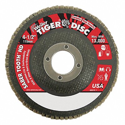 WEILER 50132 J1573 Fiber Disc 4 1/2 in Dia 7/8in Arbor