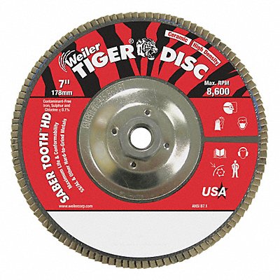 WEILER 50141 J1574 Flap Disc Ceramic Alumina 8600rpm 80Grit