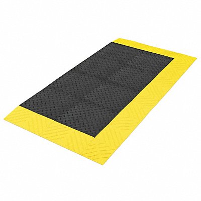 NOTRAX 621S3036BY Antifatigue Mat Black YllwBrdr 2ft6 x3ft