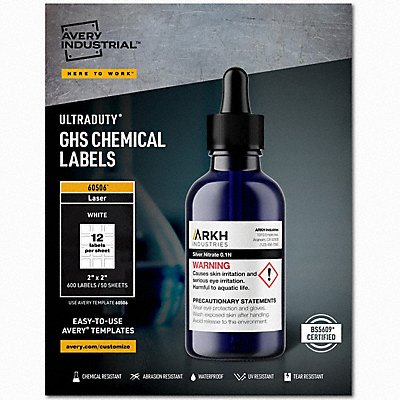 AVERY 7278260506 Chem Label 2 W x 2 H 600 Labels PK600