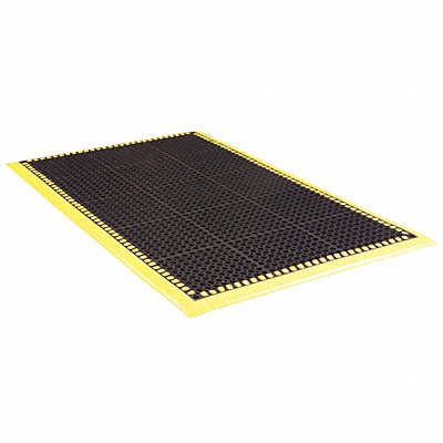 NOTRAX 38ZC97 Drainage Mat Blck wYellowBrdr 3ft.2 x5ft.4