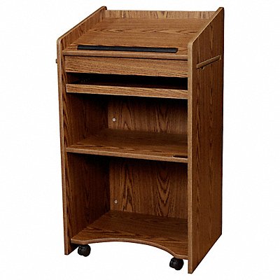 OKLAHOMA SOUND 600MO Floor Lectern w/Two Shelves Oak