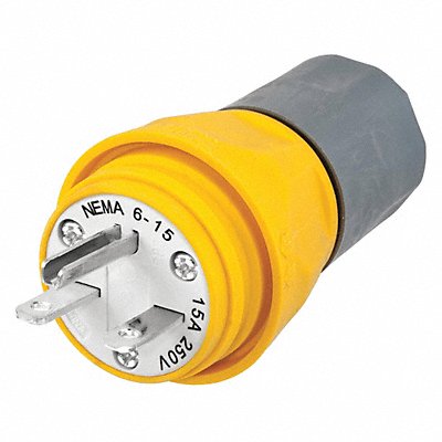 HUBBELL HBL14W49 Watertight Strt Plg Yllw 15 A Stnd 6-15P