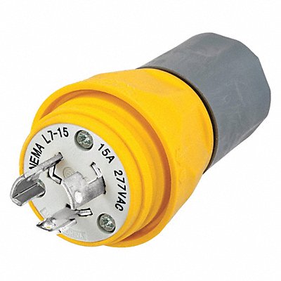 HUBBELL HBL24W34 WT LckPlg Strt 15 A Yellow Elastmr 3Blds
