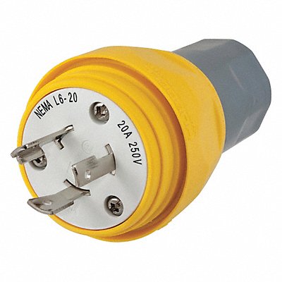 HUBBELL HBL26W48 WT LckPlg Strt 20 A Yellow Elastmr 3Blds