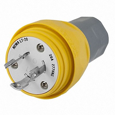 HUBBELL HBL26W49 WT LckPlg Strt 20 A Yellow Elastmr 3Blds