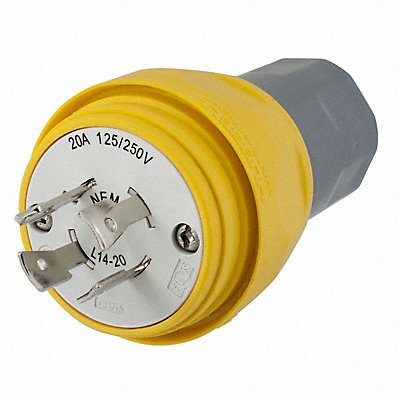 HUBBELL HBL26W74 WT LckPlg Strt 20 A Yellow Elastmr 4Blds