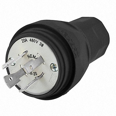 HUBBELL HBL26W76BK WT LckPlg Strt 20 A Blk Elastmr 4Blds