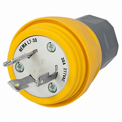 HUBBELL HBL28W49 WT LckPlg Strt 30 A Yellow Elastmr 3Blds