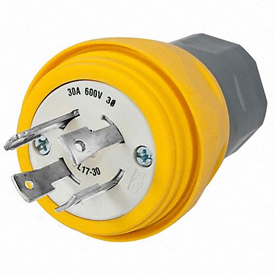 HUBBELL HBL28W77 WT LckPlg Strt 30 A Yellow Elastmr 3Blds