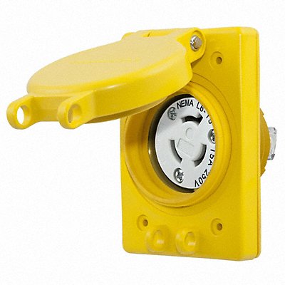HUBBELL HBL65W49 WTLockerecpt 15A Yllw Elastomer L6-15R 1Gng
