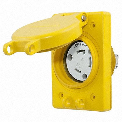 HUBBELL HBL69W48 WTLockerecpt 30A Yllw Elastomer L6-30R 1Gng
