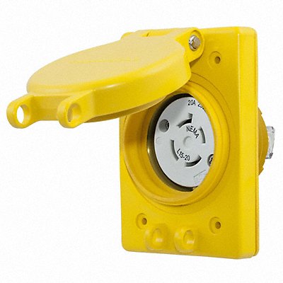 HUBBELL HBL67W75 WTLockerecpt 20A Yllw Elastomer L15-20R 1Gng