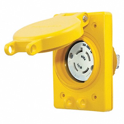 HUBBELL HBL69W77 WTLockerecpt 30A Yllw Elastomer L17-30R 1Gng