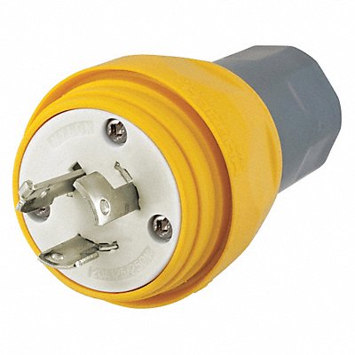HUBBELL HBL26W08 WT LckPlg Strt 20 A Yellow Elastmr 3Blds