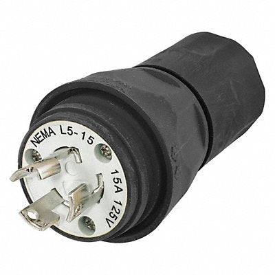 HUBBELL HBL24W47BK WT LckPlg Strt 15 A Blk Elastmr 3Blds