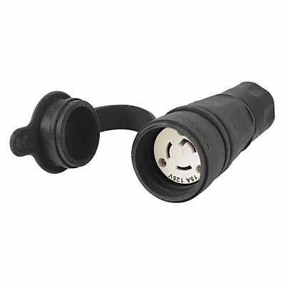 HUBBELL HBL25W47BK WT LckCon Strt 15 A Black Elastomer L5-15R