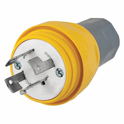 HUBBELL HBL26W09 WT LckPlg Strt 20 A Yellow Elastmr 4Blds