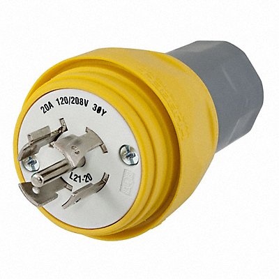 HUBBELL HBL26W81 WT LckPlg Strt 20 A Yellow Elastmr 5Blds