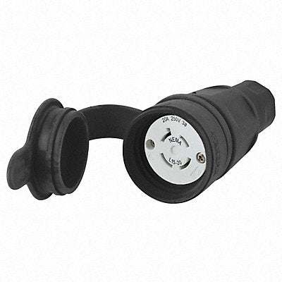 HUBBELL HBL27W75BK WT LckCon Strt 20 A Black Elastomer L15-20R