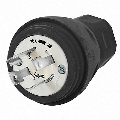 HUBBELL HBL28W76BK WT LckPlg Strt 30 A Blk Elastmr 4Blds