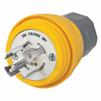 HUBBELL HBL28W81 WT LckPlg Strt 30 A Yellow Elastmr 5Blds