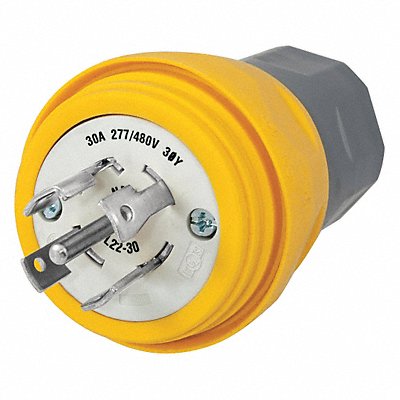 HUBBELL HBL28W82 WT LckPlg Strt 30 A Yellow Elastmr 5Blds