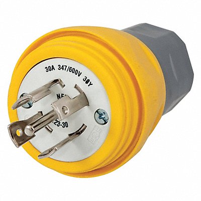 HUBBELL HBL28W83 WT LckPlg Strt 30 A Yellow Elastmr 5Blds