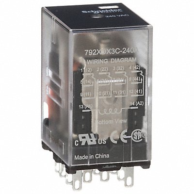 SCHNEIDER 792XDX3C240A J2422 General Purpose Relay 240VAC 4PDT 14Pin