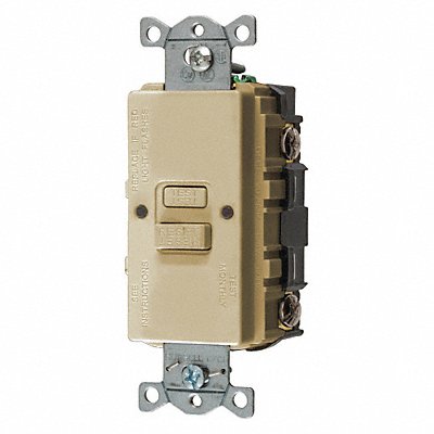 HUBBELL GFBFST20I GFCI Receptacle Ivory Nylon Back