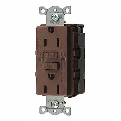HUBBELL GFRST15SNAP Recept Brown 15 A GFCI 2P3W Back 1PK