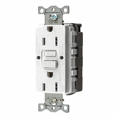 HUBBELL GFRST15SNAPW Recept White 15 A GFCI 2P3W Back 1PK